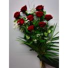 Bouquet roses rouges et gypsophile