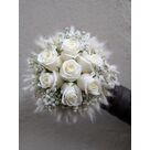 Bouquet mixte rose blanche et fleurs s&eacute;ch&eacute;es